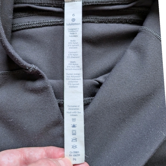 Lululemon Fresh In Mesh Tight (25") Black 9/17 Full On Luon Active Run Women's 6 - Picture 11 of 14